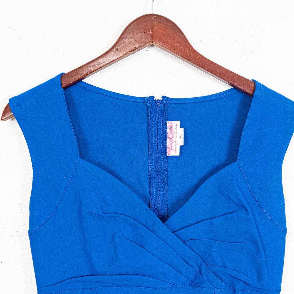 Pinup Couture Erin Wiggle Dress in blue size Small Rockabilly Sweatheart - Picture 3 of 11